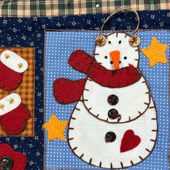 VTG Y2K Quilted Patchwork Felt Button Christmas Stocking Snowman Gingerbread - Picture 4 of 10